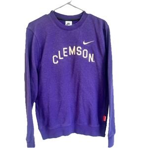 Clemson Tigers Nike Pullover Crew Neck Purple Sweatshirt Men's Size Small Vtg